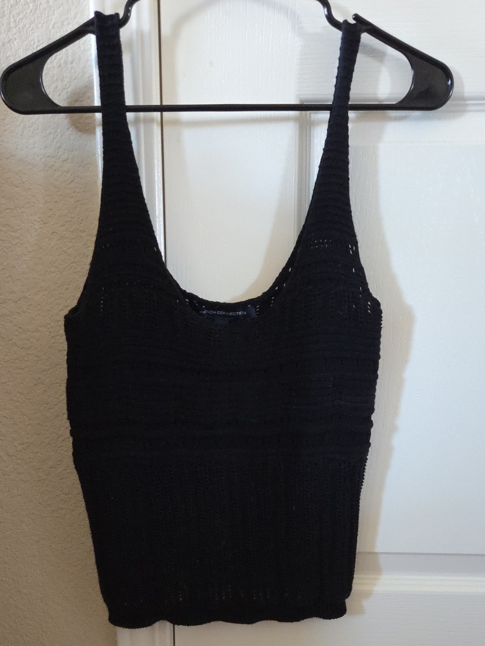 French Connection Black Crochet Sleeveless Top